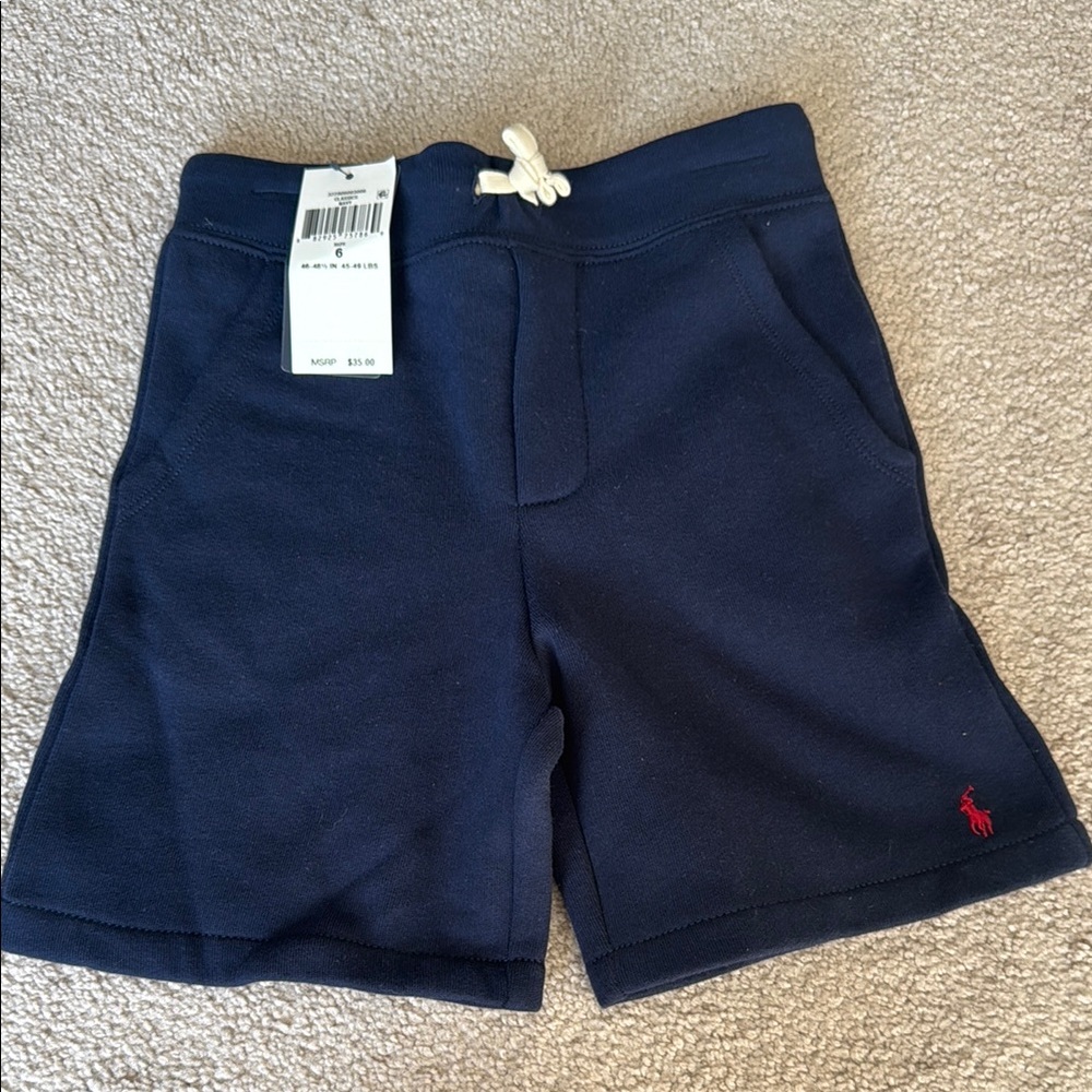 Navy Blue Shorts with Red Logo